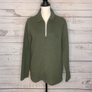 Green quilted zippered Coat